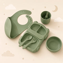 6-Piece Silicone Baby Feeding Set — Car Plate