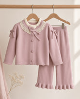 Dusty Pink Lace-Collar Knit Set
