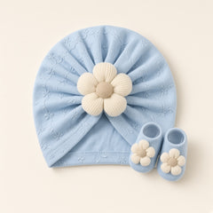 Flower Turban Hat & Matching Booties Set