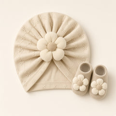 Flower Turban Hat & Matching Booties Set