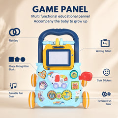 Baby Activity Walker – Educational Drawing Board, Gears, Rattles & Animal Panel | Push Walker for Learning to Walk
