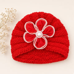 Soft Knit Baby Turban Caps | Sheer Flower