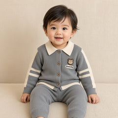 Good Day Bear Baby Knit Set-Grey