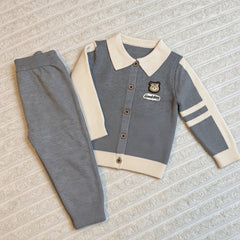 Good Day Bear Baby Knit Set-Grey