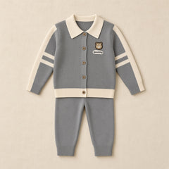 Good Day Bear Baby Knit Set-Grey