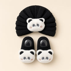 Animal Face Baby Turban & Booties Set