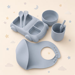 6-Piece Silicone Baby Feeding Set — Car Plate