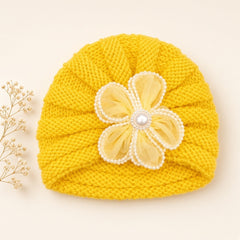 Soft Knit Baby Turban Caps | Sheer Flower