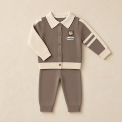 Good Day Bear Baby Knit Set-Taupe