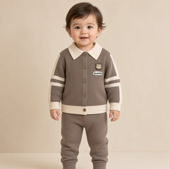 Good Day Bear Baby Knit Set-Taupe