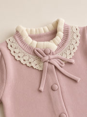 Dusty Pink Lace-Collar Knit Set