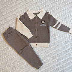 Good Day Bear Baby Knit Set-Taupe